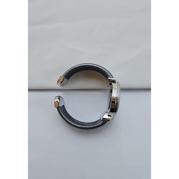 Gruen Womens Wrist Watch Gray Hard Bracelet Band Silver Trim White Face Quartz - Picture 4 of 9